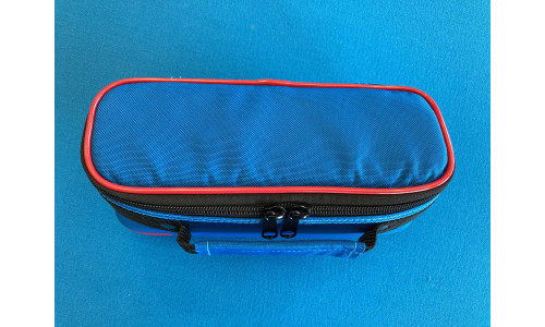 Tragetasche "COMFORT" blau mit roter Paspel Umrandung