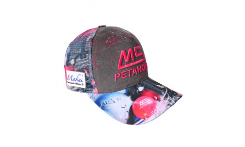 MS Petanque Baseballkappe mit Netz, Farbdruck und Rosa Logo