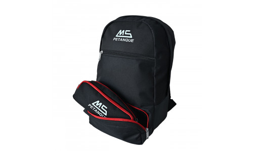 MS-Petanque Rucksack Schwarz für 3 Boule-Kugeln inkl. Innentasche