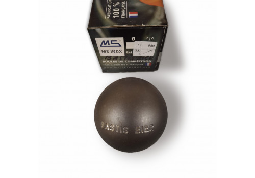 "INOX" Boule Kugel - MS Petanque MS Petanque 680 Gramm, 73 mm gravur BASTIS EIER