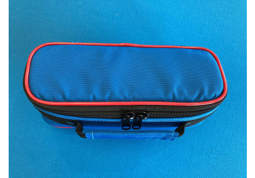 Tragetasche "COMFORT" blau mit roter Paspel Umrandung