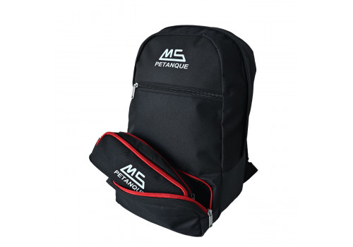 MS-Petanque Rucksack Schwarz für 3 Boule-Kugeln inkl. Innentasche